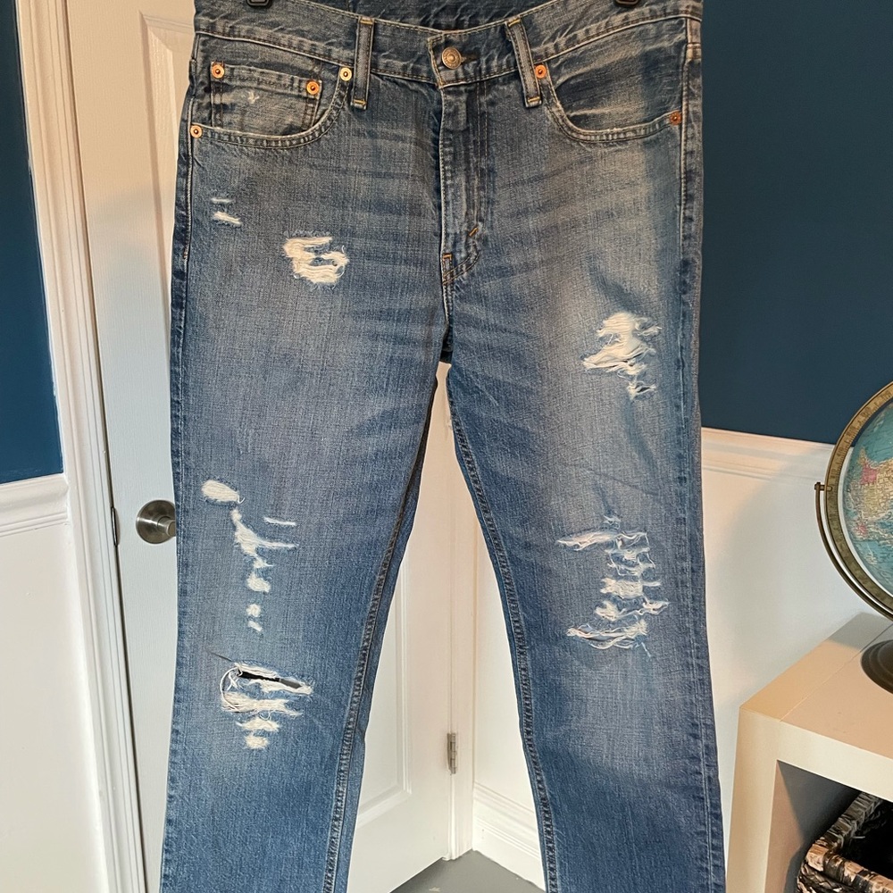 Levi’s 511 Slim, Medium Blue, 32/30, Distressed